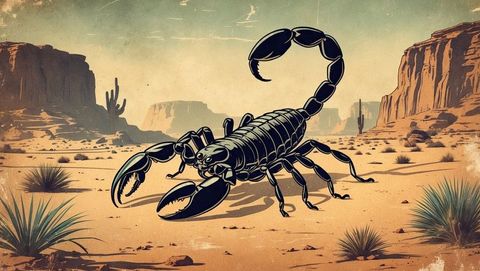 Giant Black Scorpion Dominating Arid Southwestern Desert