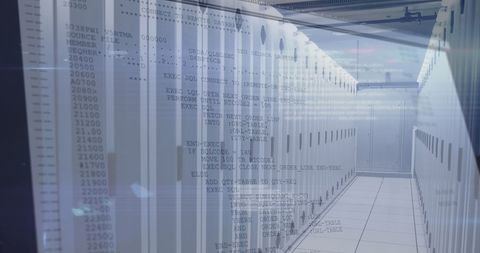 Data Processing with Overlaid Code in Modern Server Room - Download Free Stock Images Pikwizard.com