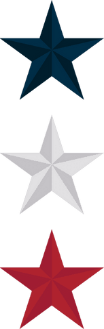 Three stylized 3d stars rendered on transparent background