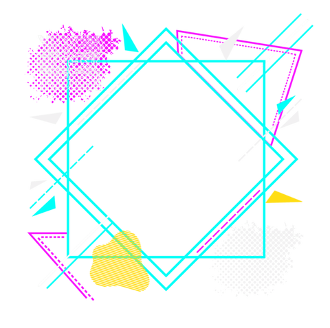 Modern abstract geometric frame on transparent background