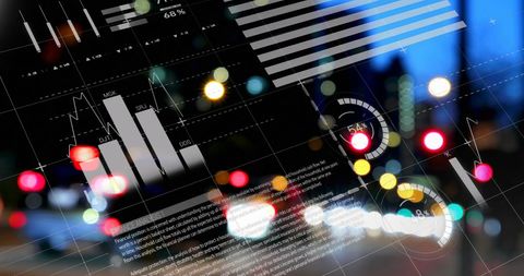 Abstract Data Analytics Over City Night Lights - Download Free Stock Images Pikwizard.com