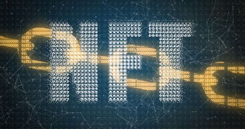 NFT Text in Digital Cyberspace with Binary Code and Links - Download Free Stock Images Pikwizard.com