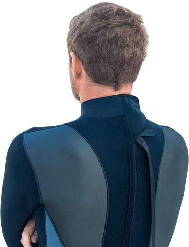 Man turning in diving suit transparent background