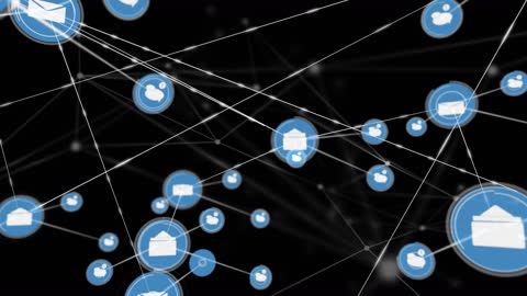Abstract Communication Network with Speech and Envelope Icons