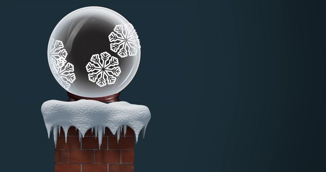 Snow Globe on Snow-Covered Chimney with Dark Background - Download Free Stock Images Pikwizard.com