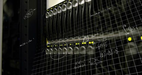 Digital Network Servers with Mathematical Equation Interface - Download Free Stock Images Pikwizard.com