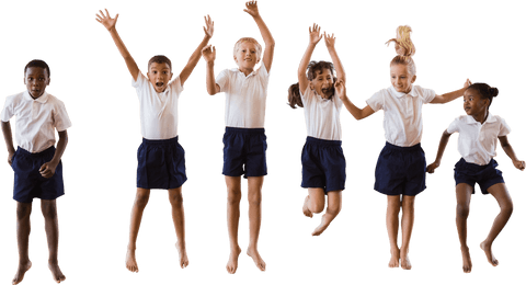 transparent group of schoolchildren jumping in uniforms - Download Free Stock Videos Pikwizard.com