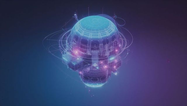 Futuristic Holographic Sphere with Circuit Elements