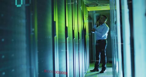 African American Male Engineer in Modern Data Center - Download Free Stock Images Pikwizard.com