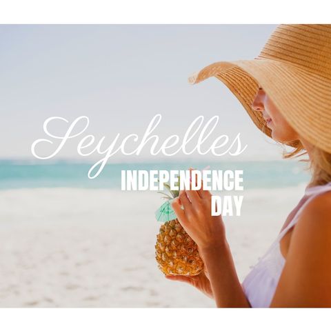 celebrating seychelles independence day by beach with tropical drink - Download Free Stock Templates Pikwizard.com