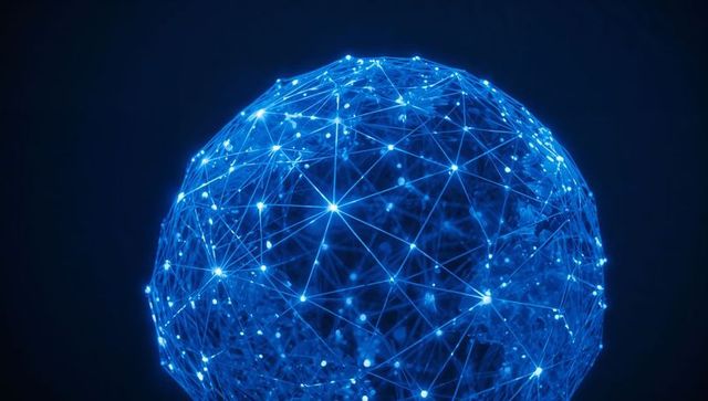 Glowing Network Sphere in Digital Space