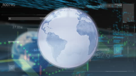 Digital Globe with Futuristic Data Visualization