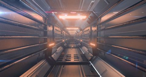 Futuristic Glowing Tunnel with Orange Light Trails - Download Free Stock Images Pikwizard.com