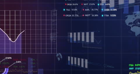 Animated Holographic Interface with Stock Market Trends and Coding Visuals