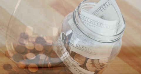 Jar Filled With Cash Overlaying Hourglass, Symbolizing Finances Over Time - Download Free Stock Images Pikwizard.com