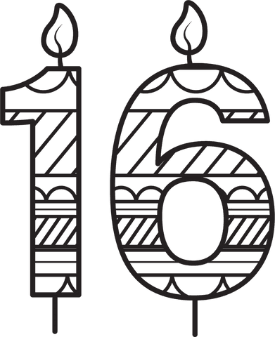 illustrative 16th birthday candle design on transparent background - Download Free Stock Videos Pikwizard.com