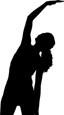 Sportswoman stretching silhouette on transparent background