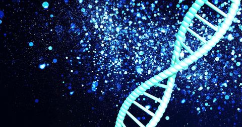 Glowing DNA Strand on a Blue and Black Background - Download Free Stock Images Pikwizard.com