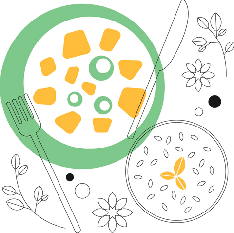 Transparent Minimalist Vegan Meal Art with Eco-friendly Utensils