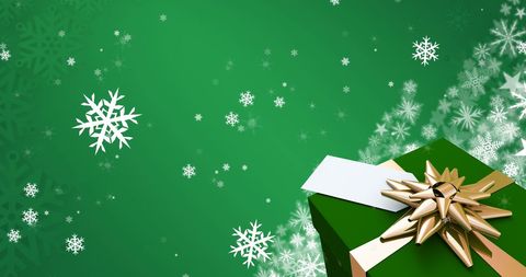 Festive Christmas Background with Gift and Snowflakes