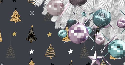 Festive Christmas Baubles on Modern Holiday Pattern
