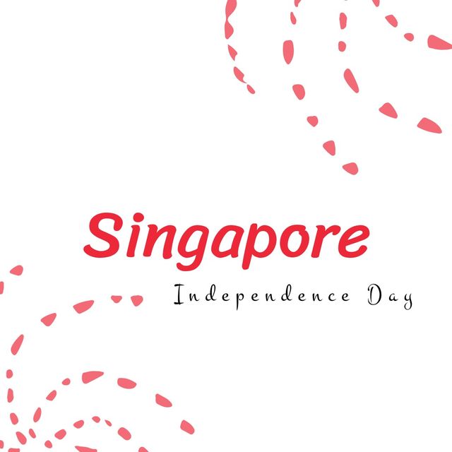 Illustrative image of singapore independence day text with pink scribbles on white background. vector, copy space, patriotism, celebration, freedom and identity concept.