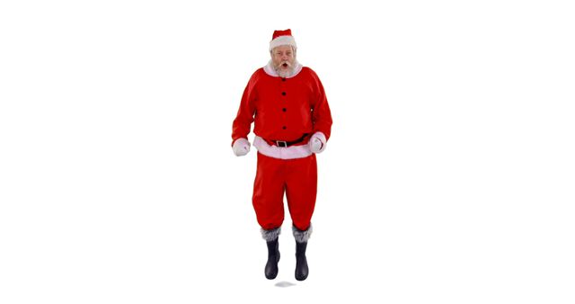 Jolly Santa Claus Performing Jump Isolated on White Background - Download Free Stock Images Pikwizard.com