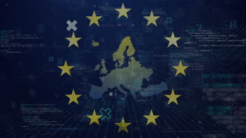 European Union Data Security Concept with Digital Lock