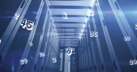Data Center with Digital Numbers Overlay Visualizing Information Processing - Download Free Stock Images Pikwizard.com
