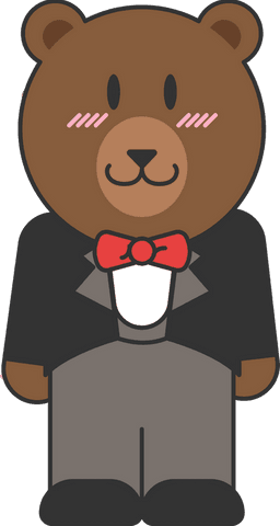 Cute Bear Mascot in Elegant Smart Attire on Transparent Background
