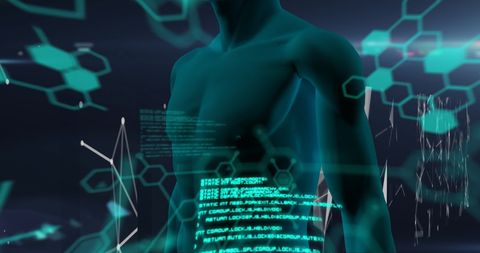 Futuristic Human Body with Digital Scientific Data Overlay - Download Free Stock Images Pikwizard.com