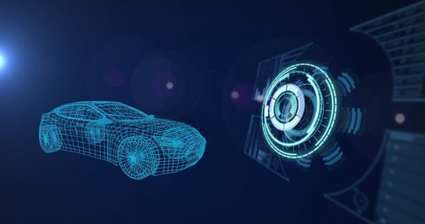 Futuristic 3D Car Design with Digital Technology Interface - Download Free Stock Images Pikwizard.com
