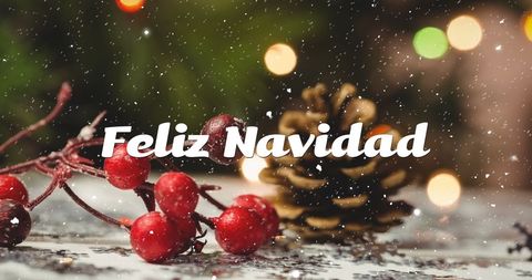Feliz Navidad Text with Festive Christmas Decorations and Snow - Download Free Stock Images Pikwizard.com