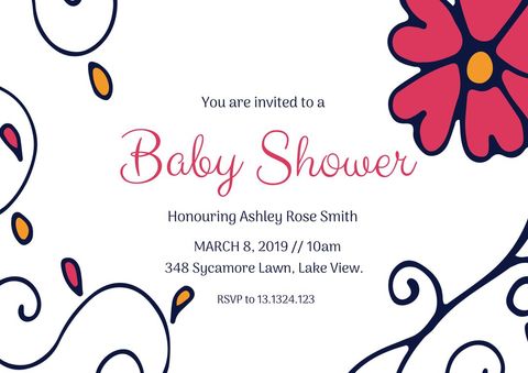 floral baby shower invitation with delicate typography design - Download Free Stock Templates Pikwizard.com