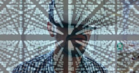 Immersive virtual reality experience with geometric patterns