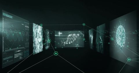 Futuristic Digital Data Analysis Screens with Global Connectivity Concept - Download Free Stock Images Pikwizard.com