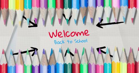 Welcome back to school with colorful pencils and arrows illustration