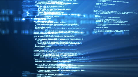 Hologram of Programming Code with Futuristic Light Rays