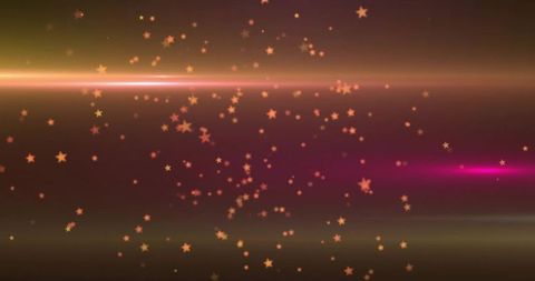 Golden star particles drifting over warm gradient with cinematic light streaks and bokeh