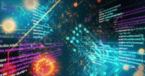 futuristic circuit board with digital code interface concept - Download Free Stock Images Pikwizard.com