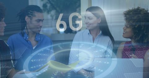 Digital transformation with diverse professionals discussing 6g technology