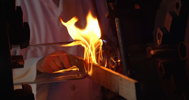 Craftsman Shaping Glass with Flame - Download Free Stock Images Pikwizard.com