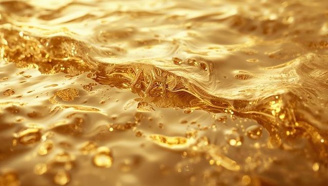 Shimmering Golden Liquid Waves in Macro Photography