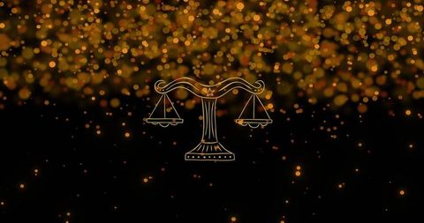 Libra zodiac symbol on illuminated abstract background