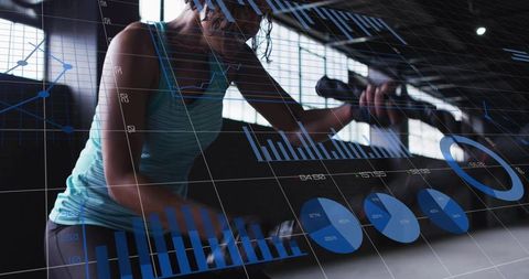 Female Athlete Tracking Workout Performance with Real-Time Fitness Data and Analytics