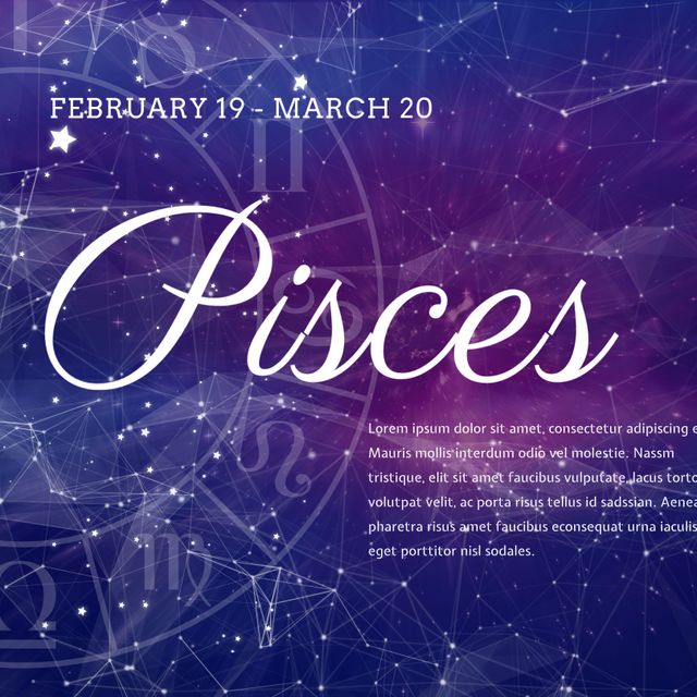 Pisces Zodiac Sign Graphic with Mystical Starry Backdrop - Download Free Stock Templates Pikwizard.com