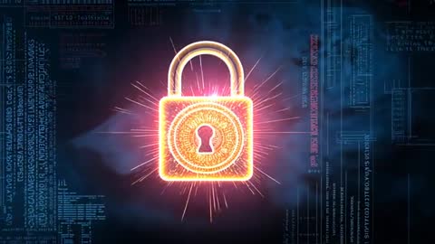 Glowing Lock Successful Cyber Security Concept in Digital Environment