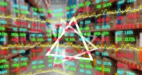 Stock Market Data Around Digital Triangle and Warehouse - Download Free Stock Images Pikwizard.com