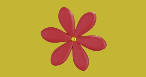 Digital rendering of red flower on yellow background