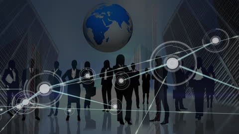 Global Network Concept with Businesspeople Silhouettes